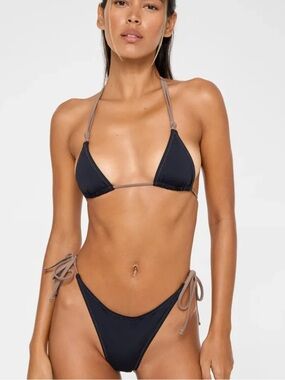 Soso Swim Black String Bikini Top